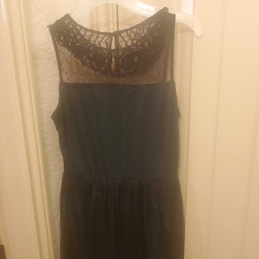 Epic Threads Girls Green Dress with Black Polka Dots Overlay Size L